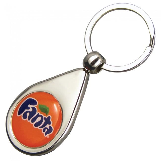 Custom Printed Teardrop Zinc Alloy Domed Keyrings