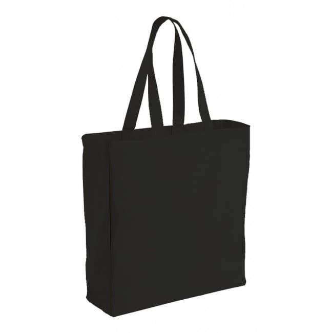 Custom Printed Promotional 8oz  Black Canvas Shopper with Botton Gussett - Image 2