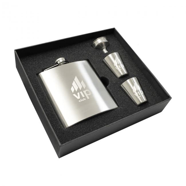 Custom Printed Troyes Hip Flask Set