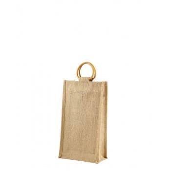 2 Bottle Jute Bag Natural