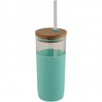 Arlo 600 ml glass tumbler with bamboo lid