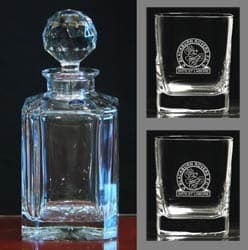 Cut Square Crystal Glass Decanter & Glass Set