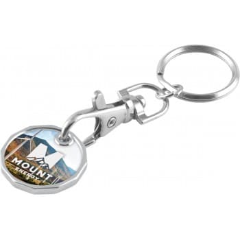 Nickle Plated Trolley Coin Keychain