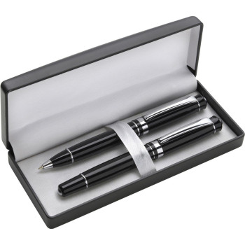 Ballpen and rollerball pen set