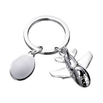 3D Aeroplane Metal Keyring