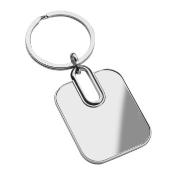 Silver Square Metal Keyring