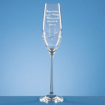 Single Diamante Champagne Flute with Spiral Design Cutting