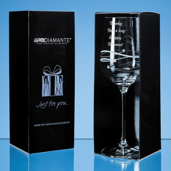 Just For You' Diamante Wine Glass with Spiral Design Cutting in an attractive Gift Box