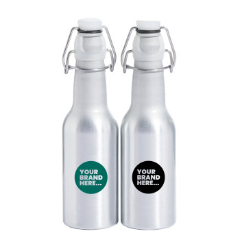 Custom Printed Aluminium Drinks Bottle Silver 350ml