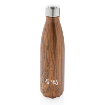 Vacuum Insulated Stainless Steel Bottle With Wood Print 500ml