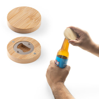 Bamboo Coaster With Bottle Opener