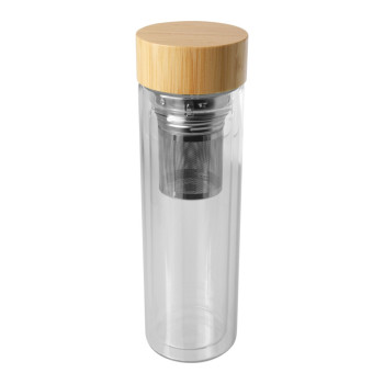 Bailey Borsilicate Glass Infuser Bottle With Bamboo Lid 400ml