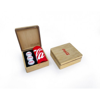 Mini Hinged Magnetic Bamboo Towel And Ball Golf Presentation Box