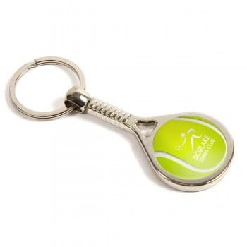 Silver Metal Tennis Racket Keyring