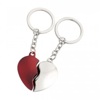 two hearts pair of keyrings