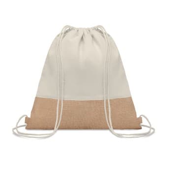 Cotton Drawstring Bag With Jute Details 160 gr/m²