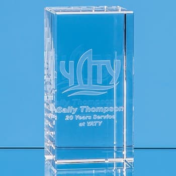 12cm x 6cm x 6cm Optical Crystal Rectangle, H or V