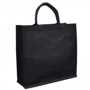 Bio-degradable Large Black Jute Bag With 40cm Cotton Web Handles